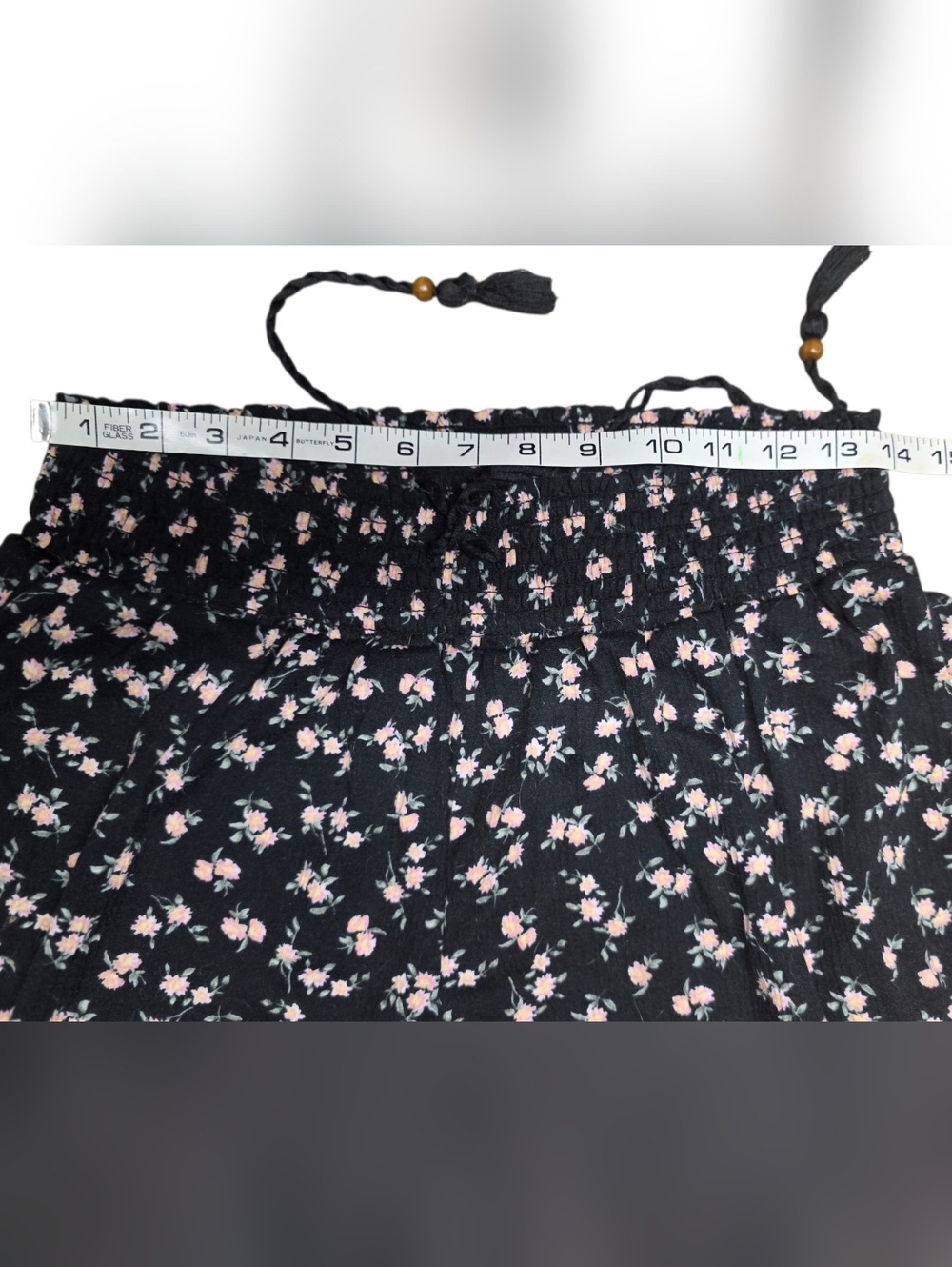 Pink Floral On Black Elastic Waist Shorts - Picture 3 of 5